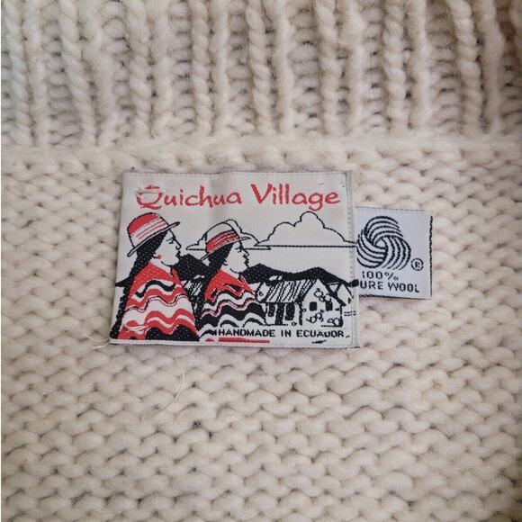 Quichua Village Wool Sweater M-XL Art Aztec Floral Lagenlook Amano Style EUC - Picture 3 of 9
